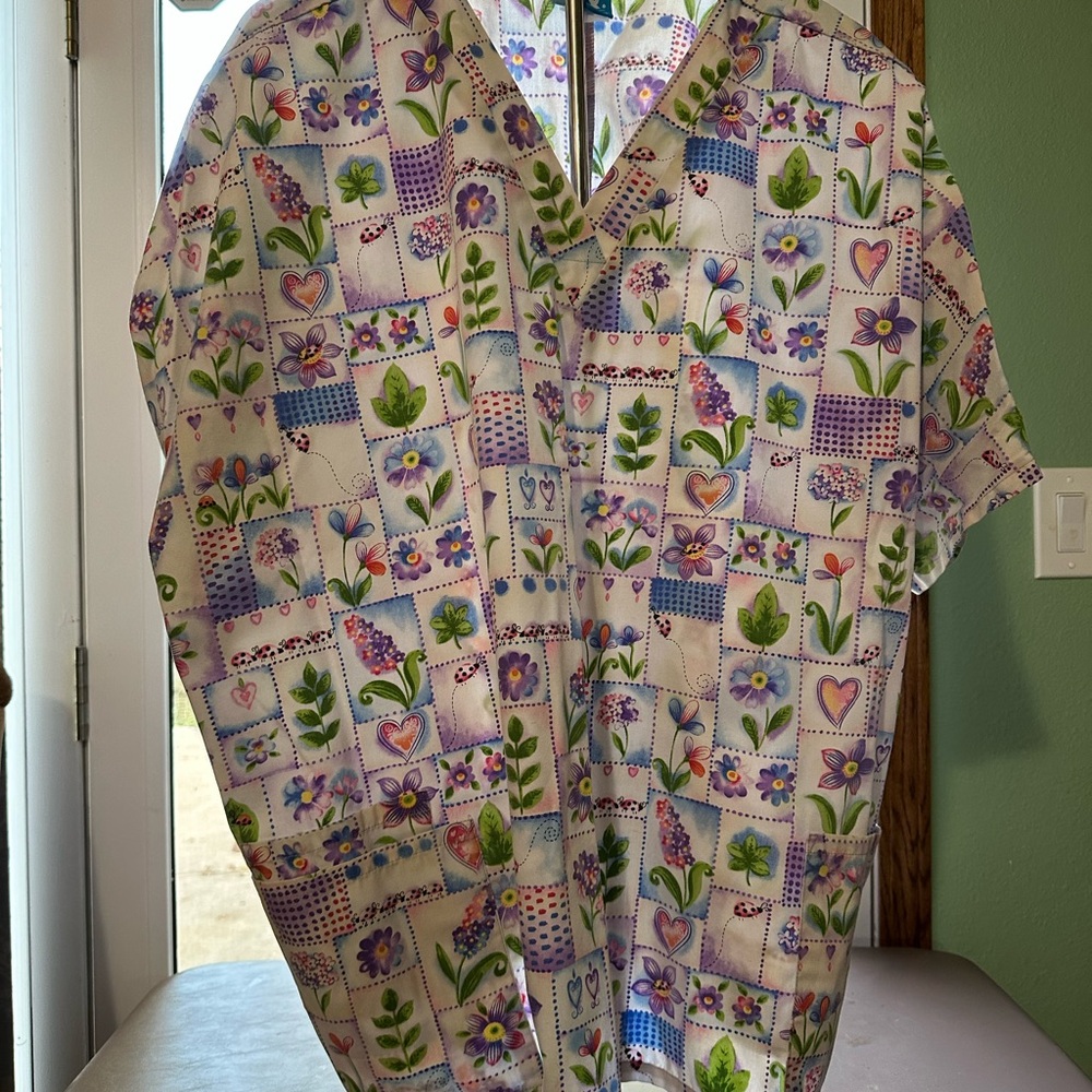 Floral Patchwork Women's Scrub Top